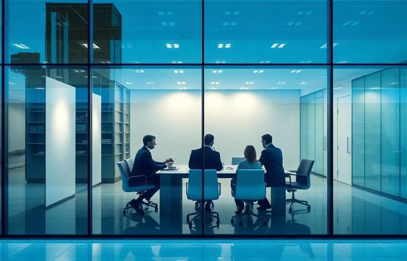 Team aziendale in riunione in un ambiente di lavoro moderno
